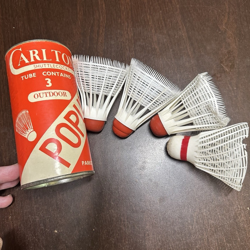 Vintage Carlton Popular Badminton Shuttlecocks England Tube Sports *As-Is Read